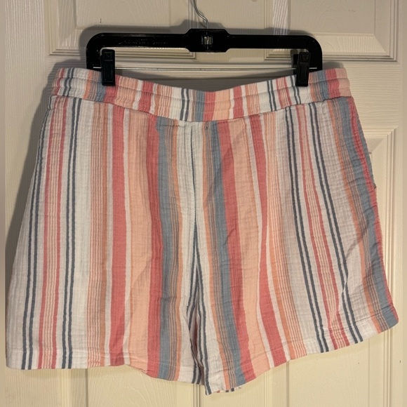 Angels Forever Young Striped Cotton Ladies Shorts, Size Large Muted Color Stripe - Picture 2 of 5
